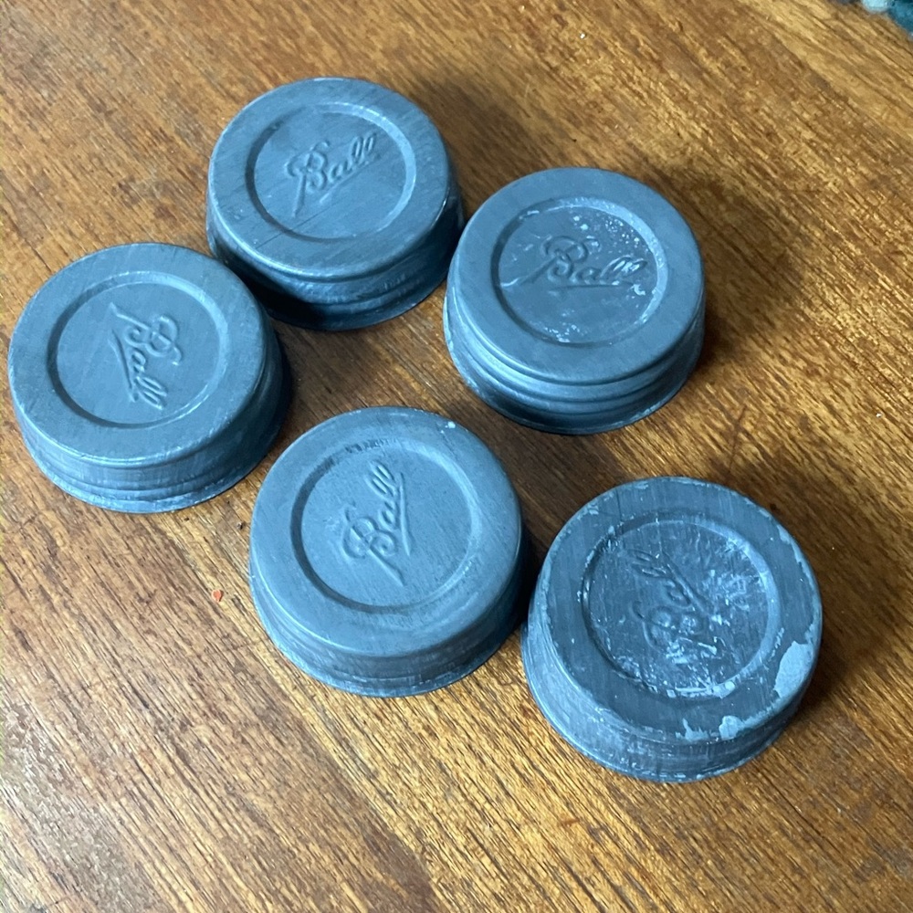 Ball Gray Mason Jar Lids vintage zinc